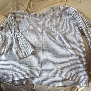 Nordstrom Gray Striped Blouse